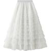 imageFlygo Womens Long Maxi Tulle Skirts A Line Ruffle High Waisted Tiered Layered Mesh Tutu Skirt PetticoatWhite