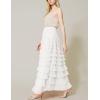 imageFlygo Womens Long Maxi Tulle Skirts A Line Ruffle High Waisted Tiered Layered Mesh Tutu Skirt PetticoatWhite