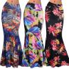 imageFlygo Womens Maxi Skirt Fold Over Waist Floral Printed Long SkirtLight Blue