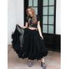 imageFlygo Womens Maxi Tulle Skirt Long Tiered A Line Mesh Tutu Fairy High Elastic Waist Pleated Layered SkirtsBlack