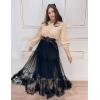 imageFlygo Womens Maxi Tulle Skirt Long Tiered A Line Mesh Tutu Fairy High Elastic Waist Pleated Layered SkirtsBlack