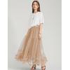 imageFlygo Womens Maxi Tulle Skirt Long Tiered A Line Mesh Tutu Fairy High Elastic Waist Pleated Layered SkirtsChampagne