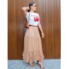 imageFlygo Womens Maxi Tulle Skirt Long Tiered A Line Mesh Tutu Fairy High Elastic Waist Pleated Layered SkirtsChampagne