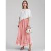 imageFlygo Womens Maxi Tulle Skirt Long Tiered A Line Mesh Tutu Fairy High Elastic Waist Pleated Layered SkirtsLightpink