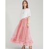 imageFlygo Womens Maxi Tulle Skirt Long Tiered A Line Mesh Tutu Fairy High Elastic Waist Pleated Layered SkirtsLightpink