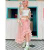 imageFlygo Womens Maxi Tulle Skirt Long Tiered A Line Mesh Tutu Fairy High Elastic Waist Pleated Layered SkirtsLightpink