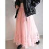 imageFlygo Womens Maxi Tulle Skirt Long Tiered A Line Mesh Tutu Fairy High Elastic Waist Pleated Layered SkirtsLightpink