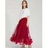 imageFlygo Womens Maxi Tulle Skirt Long Tiered A Line Mesh Tutu Fairy High Elastic Waist Pleated Layered SkirtsRed