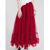imageFlygo Womens Maxi Tulle Skirt Long Tiered A Line Mesh Tutu Fairy High Elastic Waist Pleated Layered SkirtsRed
