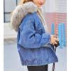 imageFlygo Womens Oversized Warm Sherpa Lined Faux Fur Hooded Denim Jacket Jean CoatGrey