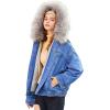 imageFlygo Womens Oversized Warm Sherpa Lined Faux Fur Hooded Denim Jacket Jean CoatGrey