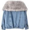 imageFlygo Womens Oversized Warm Sherpa Lined Faux Fur Hooded Denim Jacket Jean CoatGrey