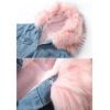 imageFlygo Womens Oversized Warm Sherpa Lined Faux Fur Hooded Denim Jacket Jean CoatPink