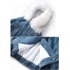 imageFlygo Womens Oversized Warm Sherpa Lined Faux Fur Hooded Denim Jacket Jean CoatWhite