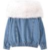 imageFlygo Womens Oversized Warm Sherpa Lined Faux Fur Hooded Denim Jacket Jean CoatWhite