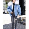 imageFlygo Womens Oversized Warm Sherpa Lined Faux Fur Hooded Denim Jacket Jean CoatWhite