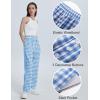 imageFlygo Womens Pajama Pants Wide Leg Gingham Lounge Pants Plaid Cotton Pajama Bottoms with PocketsBlue
