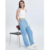 imageFlygo Womens Pajama Pants Wide Leg Gingham Lounge Pants Plaid Cotton Pajama Bottoms with PocketsBlue