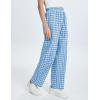 imageFlygo Womens Pajama Pants Wide Leg Gingham Lounge Pants Plaid Cotton Pajama Bottoms with PocketsBlue