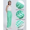 imageFlygo Womens Pajama Pants Wide Leg Gingham Lounge Pants Plaid Cotton Pajama Bottoms with PocketsGreen