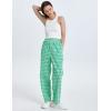imageFlygo Womens Pajama Pants Wide Leg Gingham Lounge Pants Plaid Cotton Pajama Bottoms with PocketsGreen