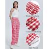 imageFlygo Womens Pajama Pants Wide Leg Gingham Lounge Pants Plaid Cotton Pajama Bottoms with PocketsRed
