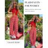 imageFlygo Womens Pajama Pants Wide Leg Gingham Lounge Pants Plaid Cotton Pajama Bottoms with PocketsRed