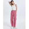 imageFlygo Womens Pajama Pants Wide Leg Gingham Lounge Pants Plaid Cotton Pajama Bottoms with PocketsRed