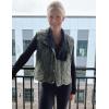 imageFlygo Womens Quilted Vest Stand Collar Lightweight Button Down Puffer Padded Outerwear Gilet with PocketsArmy Green