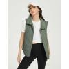 imageFlygo Womens Quilted Vest Stand Collar Lightweight Button Down Puffer Padded Outerwear Gilet with PocketsBean Green