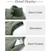 imageFlygo Womens Quilted Vest Stand Collar Lightweight Button Down Puffer Padded Outerwear Gilet with PocketsBean Green
