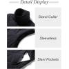 imageFlygo Womens Quilted Vest Stand Collar Lightweight Button Down Puffer Padded Outerwear Gilet with PocketsBlack