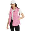 imageFlygo Womens Quilted Vest Stand Collar Lightweight Button Down Puffer Padded Outerwear Gilet with PocketsPink