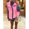 imageFlygo Womens Quilted Vest Stand Collar Lightweight Button Down Puffer Padded Outerwear Gilet with PocketsPink