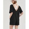 imageFlygo Womens Romper Short Sleeve Tee Rompers Crewneck Jumpsuit Back V Neck Casual Hot Shot One Piece Outfits with PocketsBlack