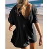 imageFlygo Womens Romper Short Sleeve Tee Rompers Crewneck Jumpsuit Back V Neck Casual Hot Shot One Piece Outfits with PocketsBlack