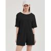 imageFlygo Womens Romper Short Sleeve Tee Rompers Crewneck Jumpsuit Back V Neck Casual Hot Shot One Piece Outfits with PocketsBlack