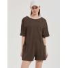 imageFlygo Womens Romper Short Sleeve Tee Rompers Crewneck Jumpsuit Back V Neck Casual Hot Shot One Piece Outfits with PocketsChocolate Chip
