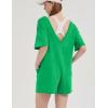imageFlygo Womens Romper Short Sleeve Tee Rompers Crewneck Jumpsuit Back V Neck Casual Hot Shot One Piece Outfits with PocketsGreenbriar