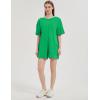 imageFlygo Womens Romper Short Sleeve Tee Rompers Crewneck Jumpsuit Back V Neck Casual Hot Shot One Piece Outfits with PocketsGreenbriar