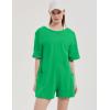 imageFlygo Womens Romper Short Sleeve Tee Rompers Crewneck Jumpsuit Back V Neck Casual Hot Shot One Piece Outfits with PocketsGreenbriar