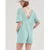 imageFlygo Womens Romper Short Sleeve Tee Rompers Crewneck Jumpsuit Back V Neck Casual Hot Shot One Piece Outfits with PocketsLight Blue