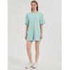 imageFlygo Womens Romper Short Sleeve Tee Rompers Crewneck Jumpsuit Back V Neck Casual Hot Shot One Piece Outfits with PocketsLight Blue