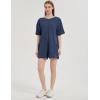 imageFlygo Womens Romper Short Sleeve Tee Rompers Crewneck Jumpsuit Back V Neck Casual Hot Shot One Piece Outfits with PocketsNavy Blue