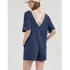 imageFlygo Womens Romper Short Sleeve Tee Rompers Crewneck Jumpsuit Back V Neck Casual Hot Shot One Piece Outfits with PocketsNavy Blue