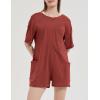 imageFlygo Womens Romper Short Sleeve Tee Rompers Crewneck Jumpsuit Back V Neck Casual Hot Shot One Piece Outfits with PocketsRust