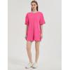 imageFlygo Womens Romper Short Sleeve Tee Rompers Crewneck Jumpsuit Back V Neck Casual Hot Shot One Piece Outfits with PocketsStrawberry Moon