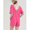 imageFlygo Womens Romper Short Sleeve Tee Rompers Crewneck Jumpsuit Back V Neck Casual Hot Shot One Piece Outfits with PocketsStrawberry Moon