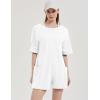 imageFlygo Womens Romper Short Sleeve Tee Rompers Crewneck Jumpsuit Back V Neck Casual Hot Shot One Piece Outfits with PocketsWhite