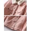 imageFlygo Womens Single Breasted Sherpa Fleece Lined Fur Collar Corduroy JacketKhaki